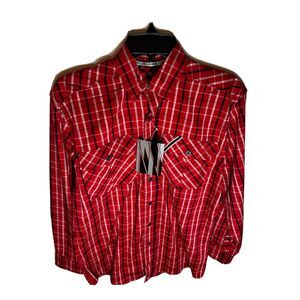 Polaris‎ RZR Mens Shirt Red Plaid Long Sleeve Ensenada Peninsula Run Race SM NWT